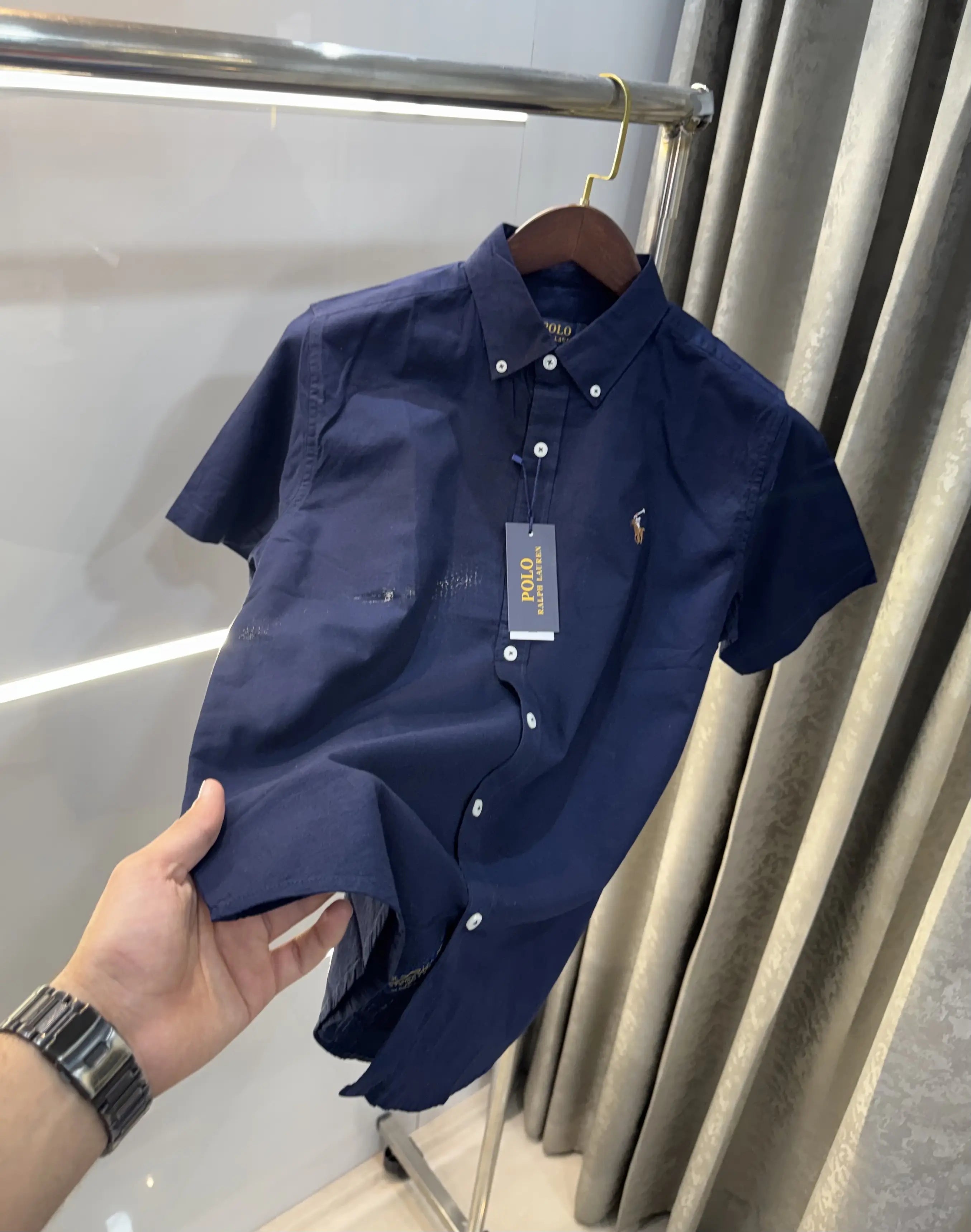 Ralph  Lauren Navy Blue Premium Linen Shirt Main image