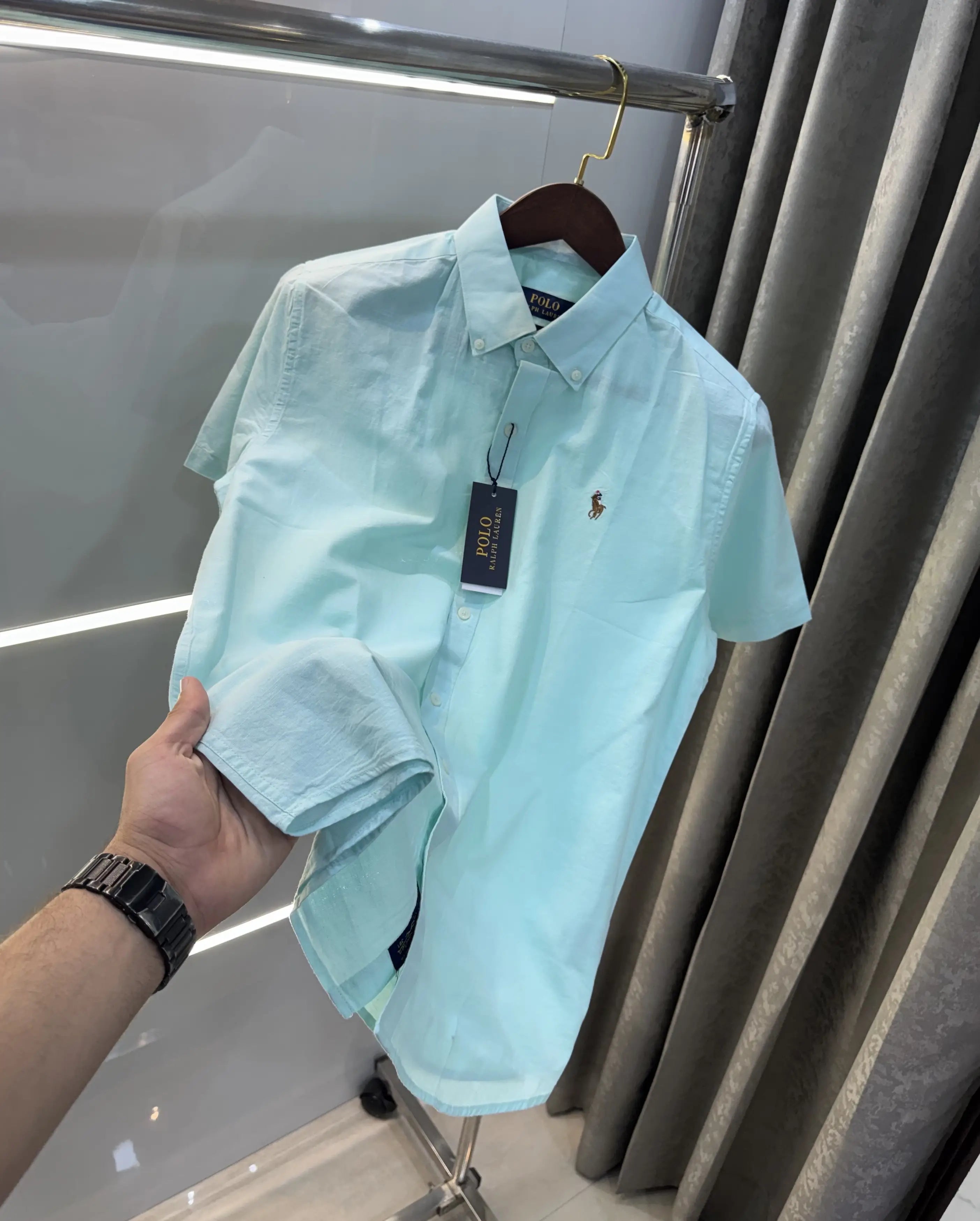 Ralph  Lauren Aqua Green Premium Linen Shirt Main image