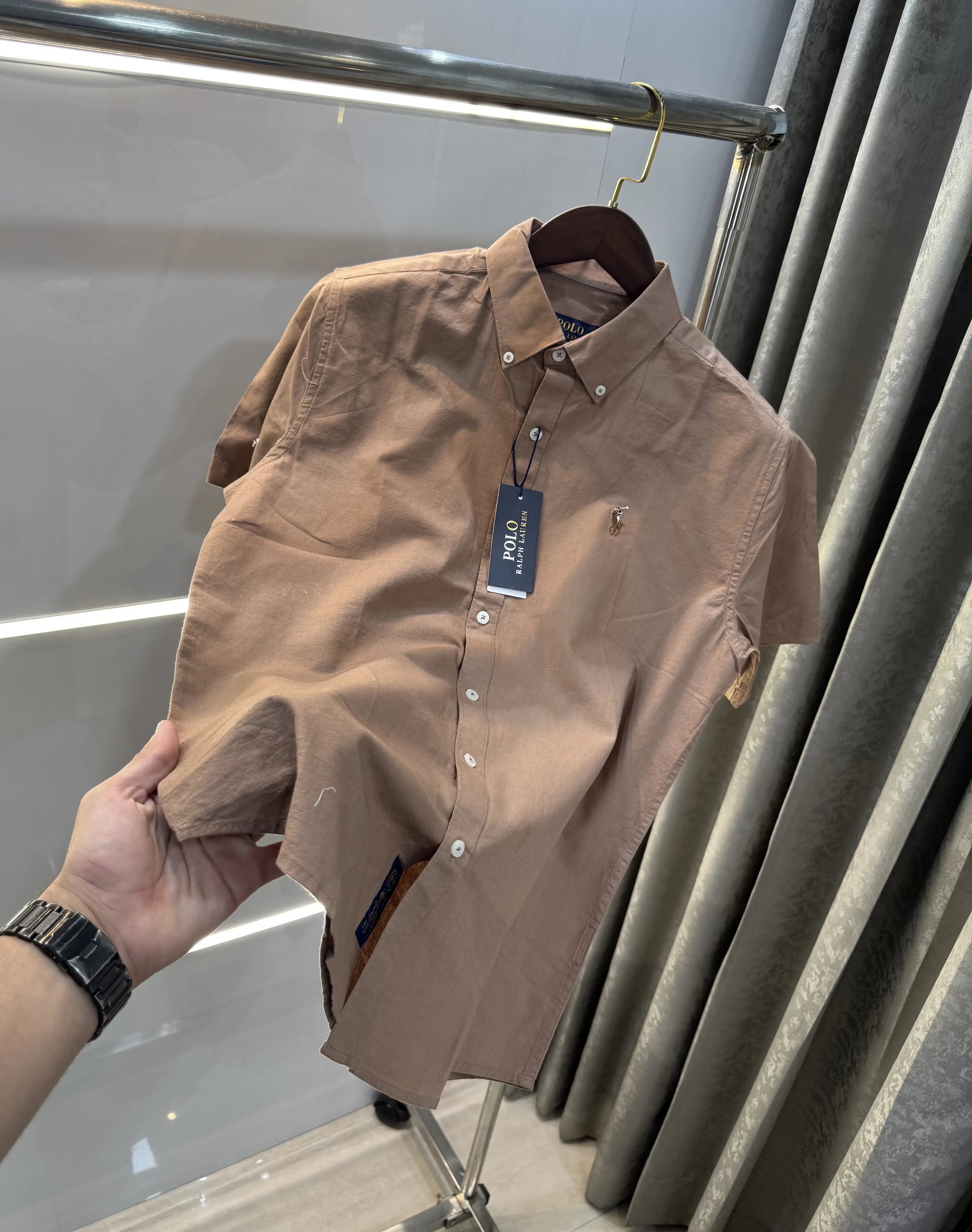 Ralph  Lauren Brown Premium Linen Shirt Main image