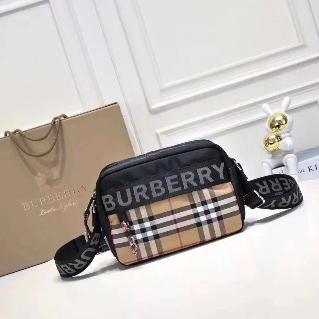 BURBERRY CHECKS ECONYL LOGO CROSSBODY SLING BAG WITH OG BOX CARD AND DUSTBAG Main image