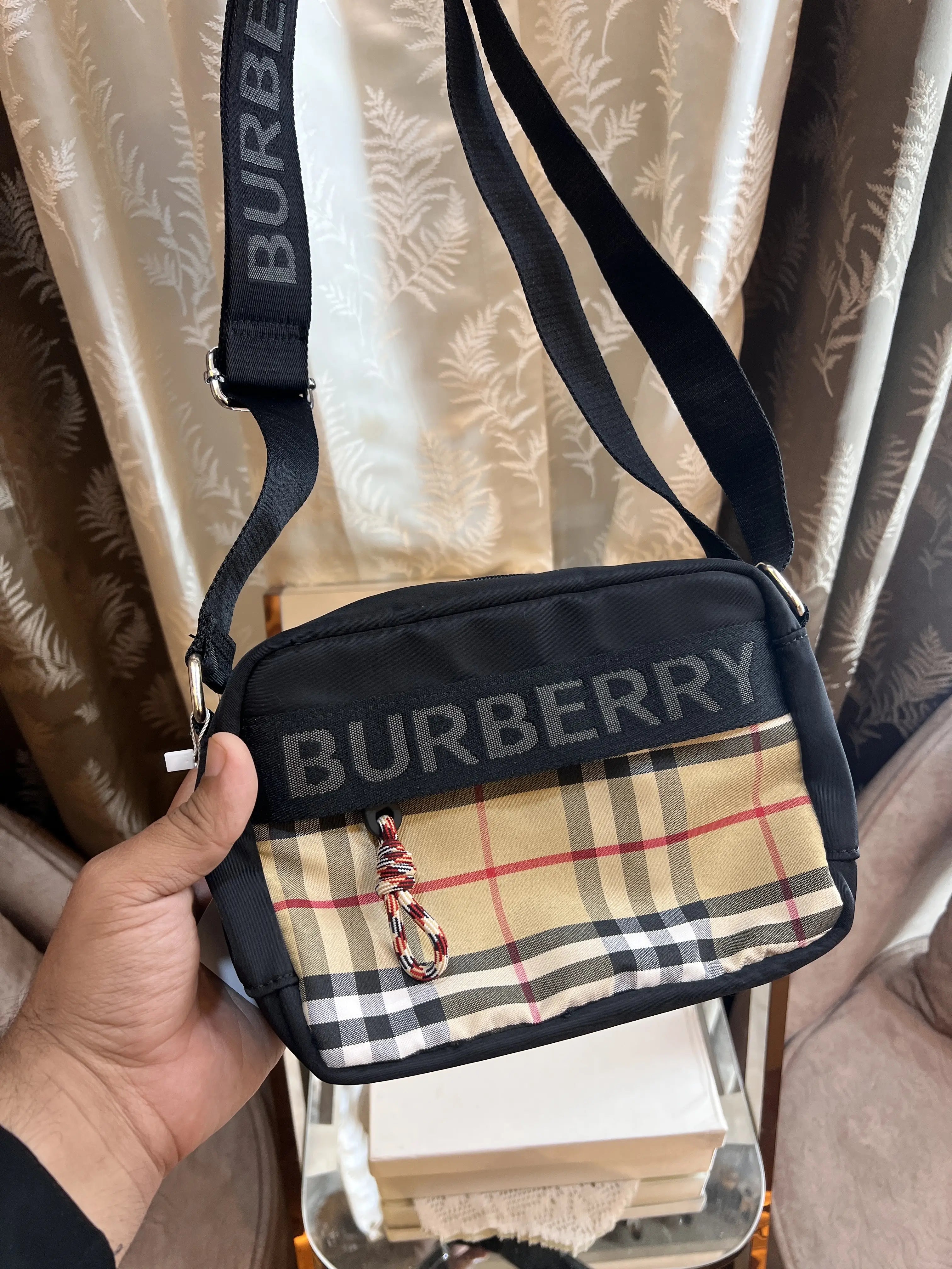 BURBERRY CHECKS ECONYL LOGO CROSSBODY SLING BAG WITH OG BOX CARD AND DUSTBAG Secondary image