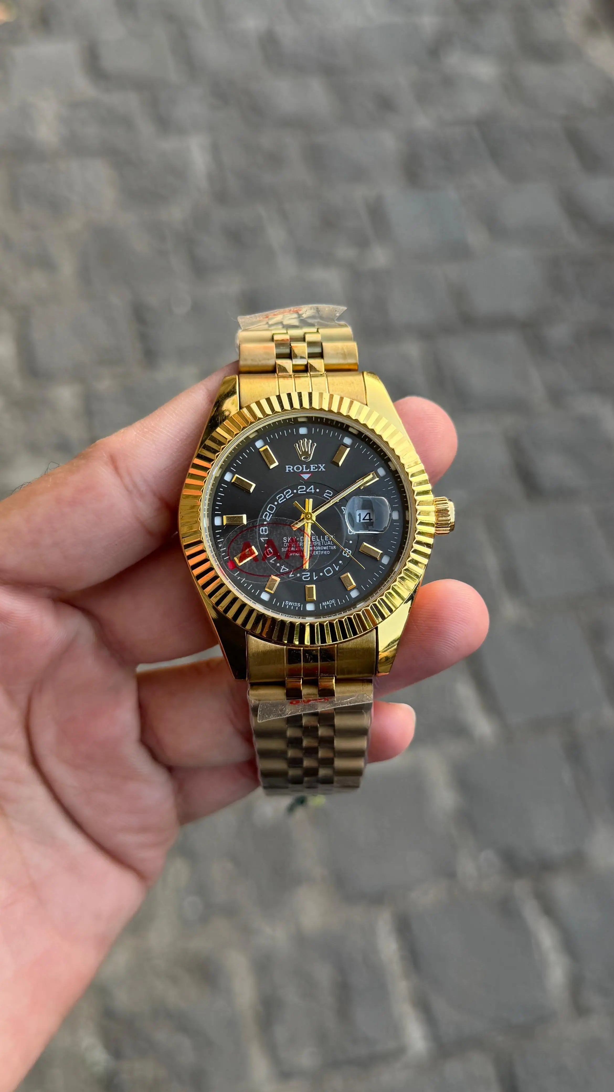 Rolex sky deweller premium quality gold black