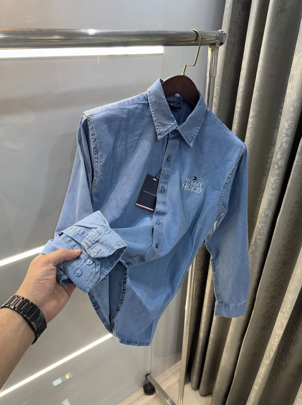 Tommy Hilfiger Sky Blue Logo Work Premium Shirt