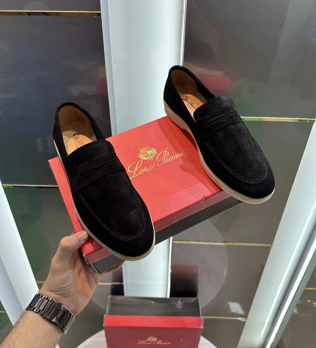Loro Piana Black Suede Leather Premium Formal Shoes