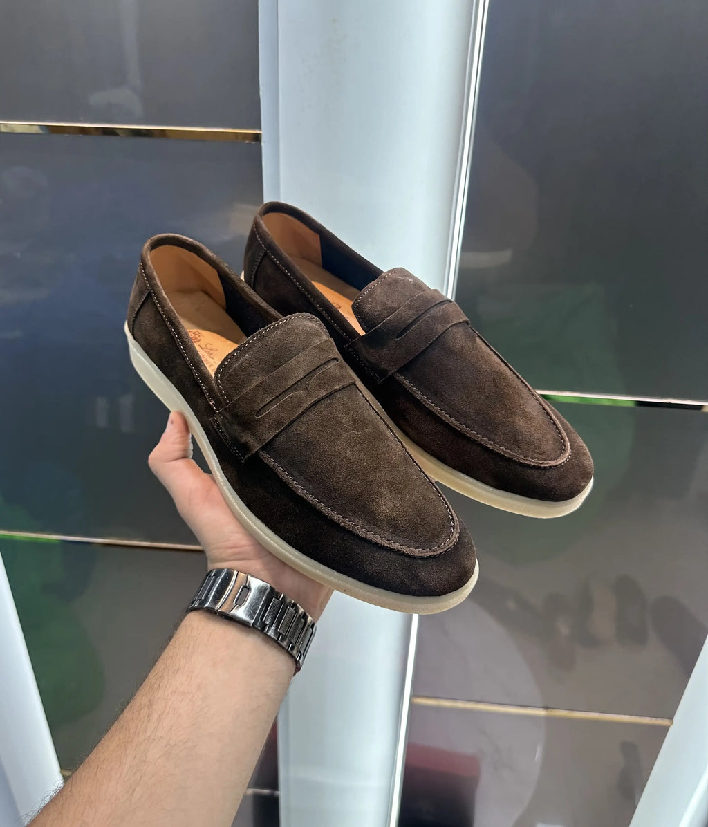 Loro Piana Brown Suede Leather Premium Formal Shoes