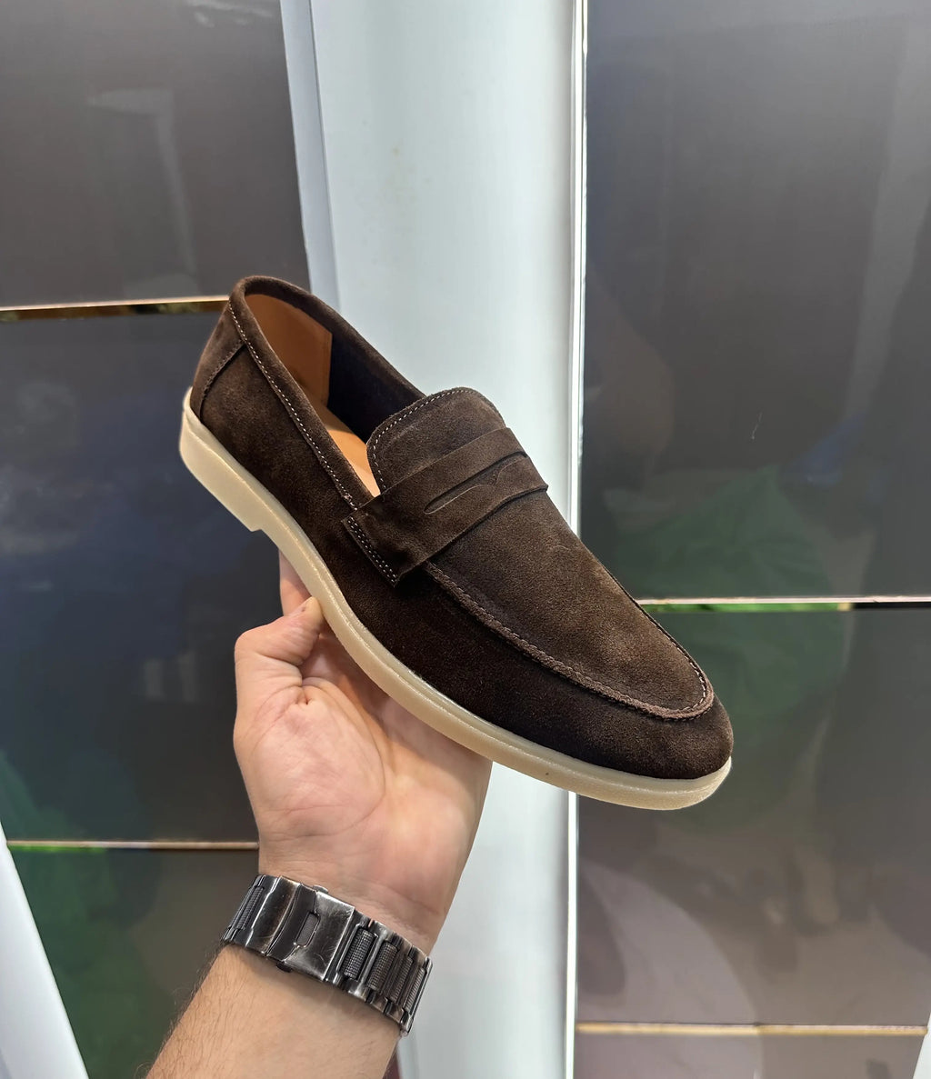Loro Piana Brown Suede Leather Premium Formal Shoes