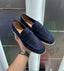 Loro Piana Blue Suede Leather Premium Formal Shoes