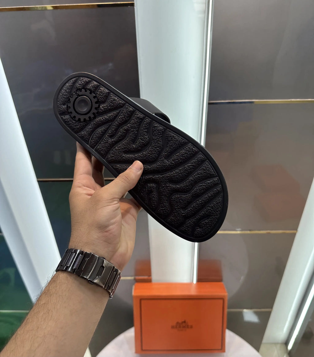 Herms Chypre Premium Black Slides