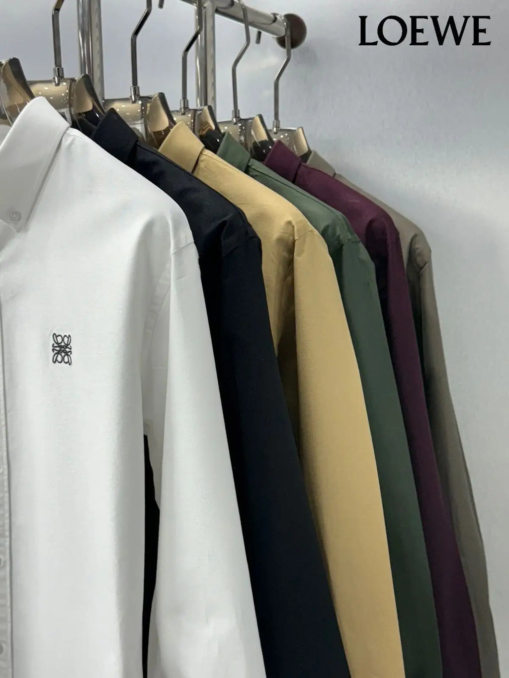 Loewe Dark Olive Embroidery Logo Shirt With Premium Box Packing