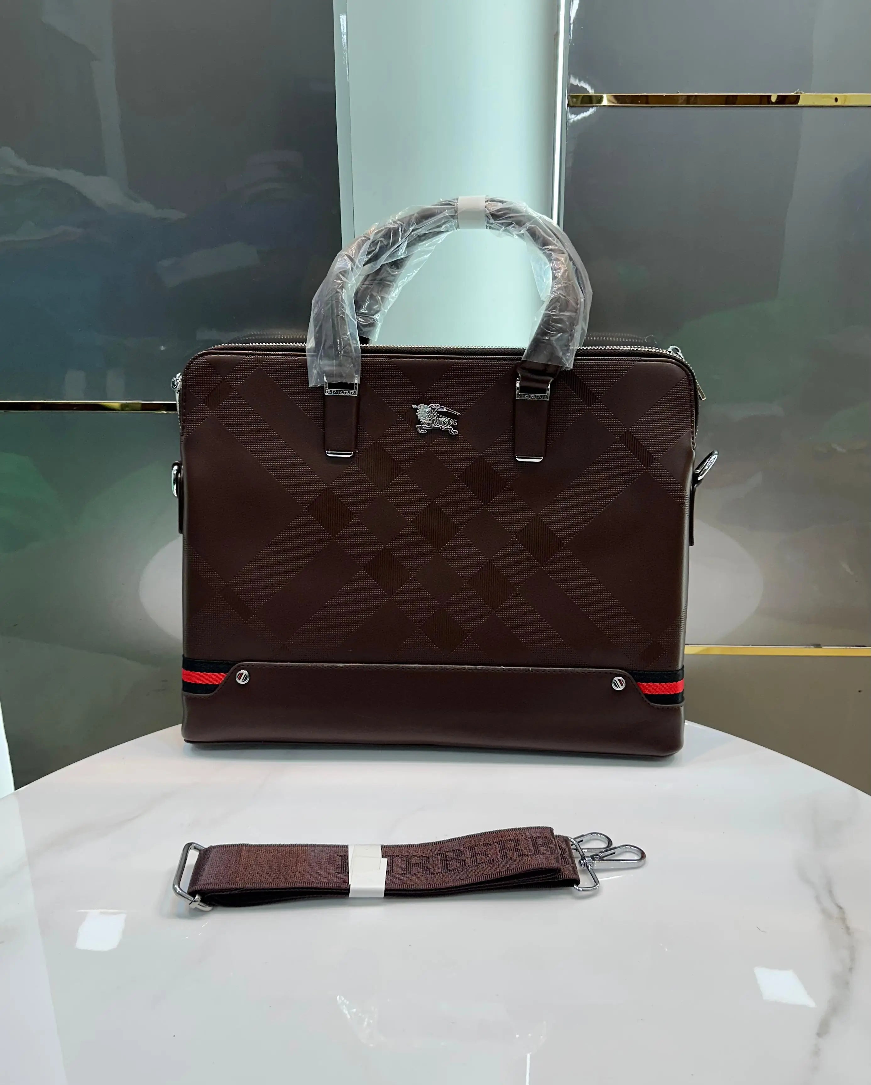 Burberr y Brown Luxury Premium Imported Laptop Bag