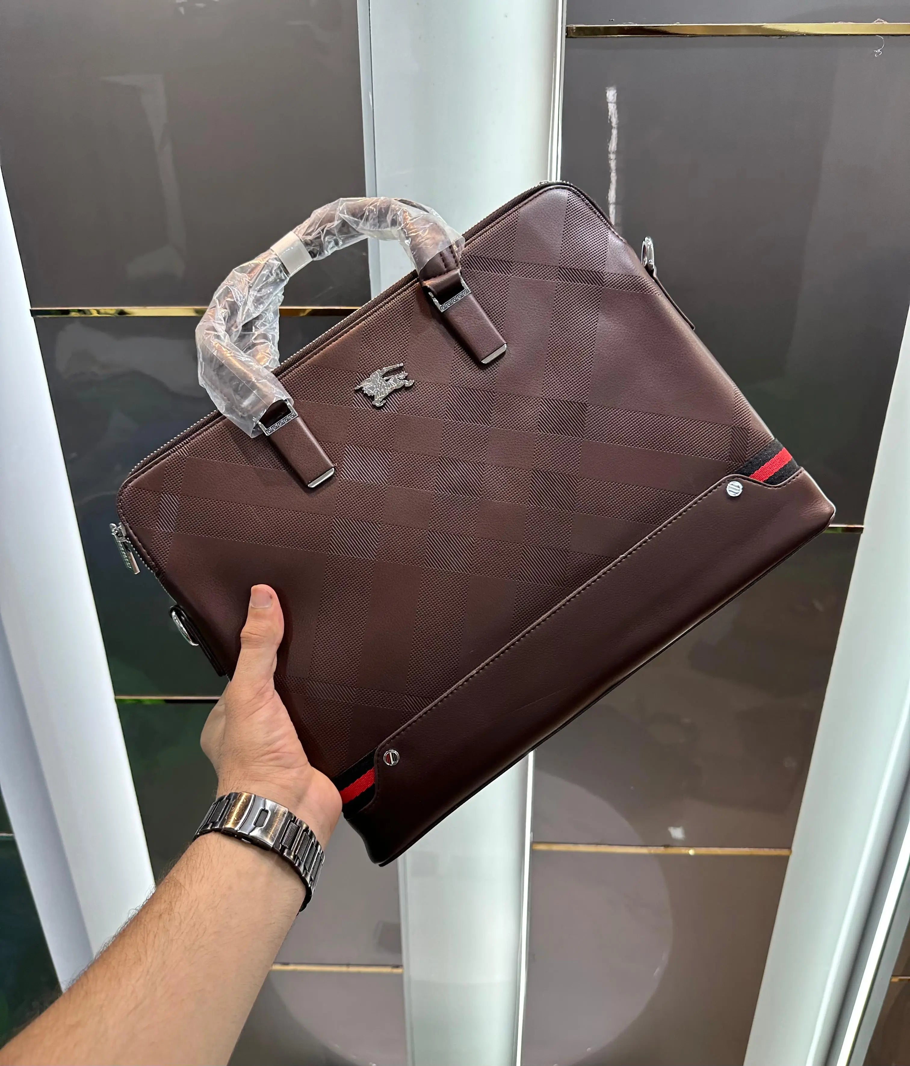 Burberr y Brown Luxury Premium Imported Laptop Bag