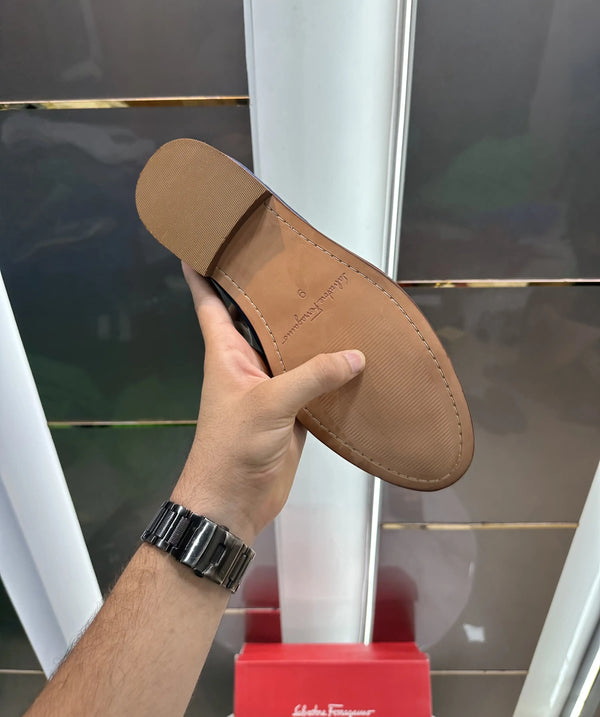 Salvatore Ferragamo Premium Wooden Sole Blue Loafer