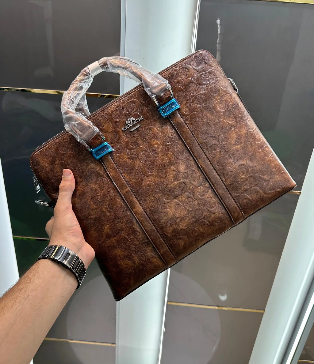 Coac h Brown Monogram Luxury Premium Imported Laptop Bag