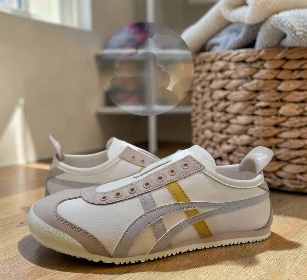 Onitsuka Tiger Mexico 66 Slip On Beige Grey Yellow Leather Sneaker D-2045