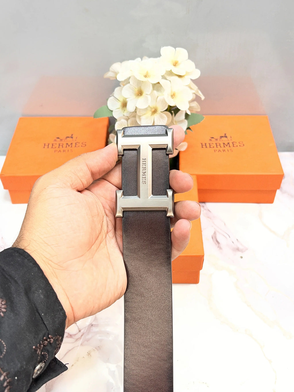 HERMES PREMIUM QUALITY IMPORTED LEATHER BELT WITH OG BOX H-409