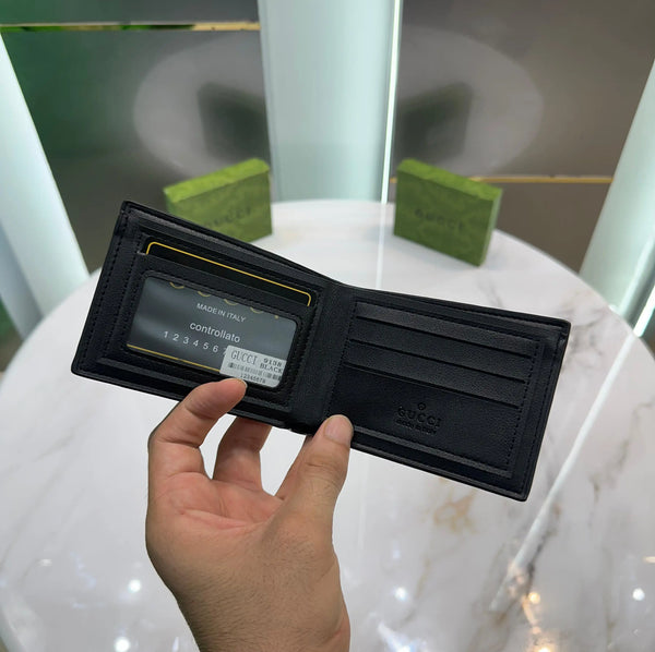 Gucc i Black Grey Monogram Premium Wallet