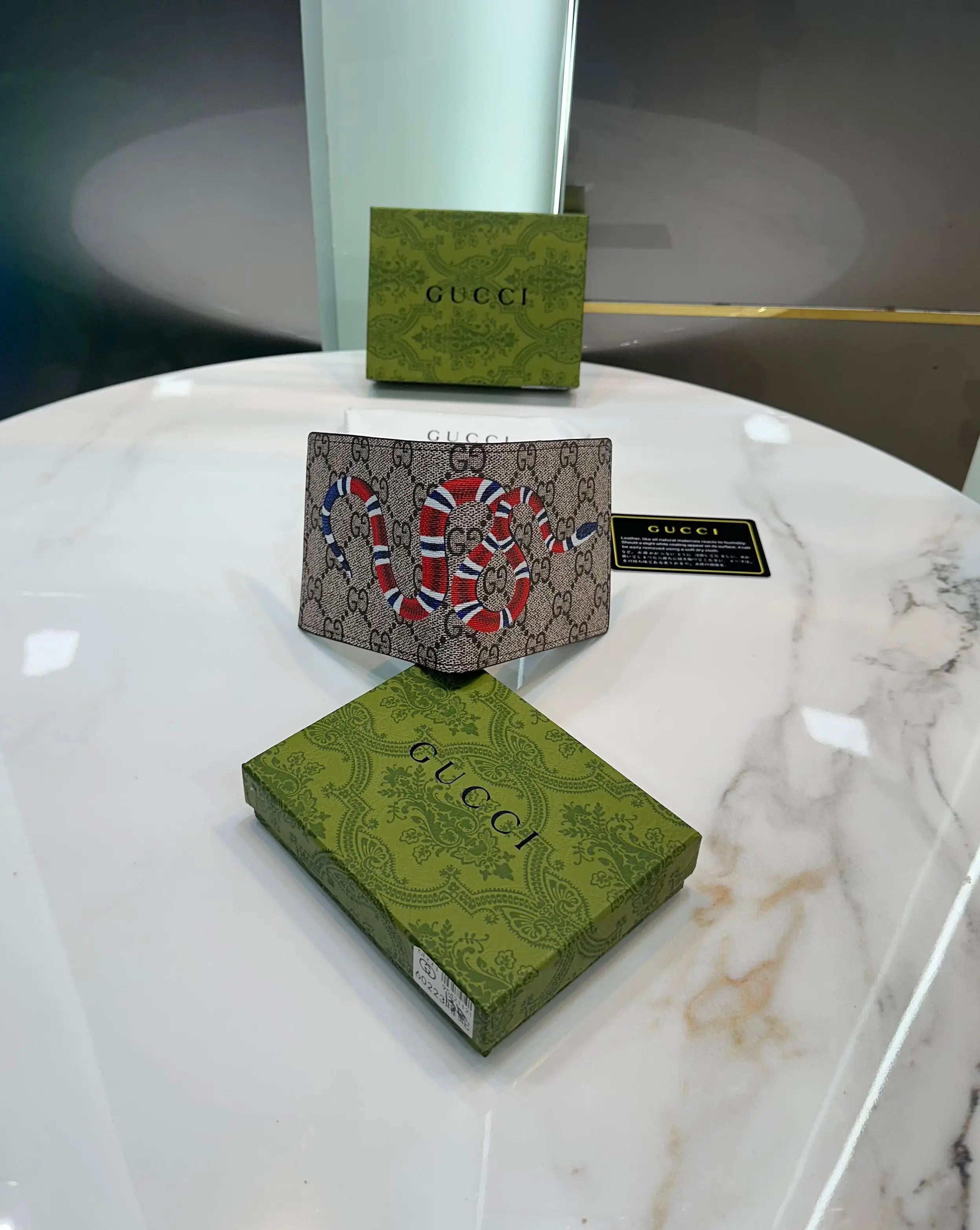 Gucc i Snake Beige 003 Monogram Premium Wallet