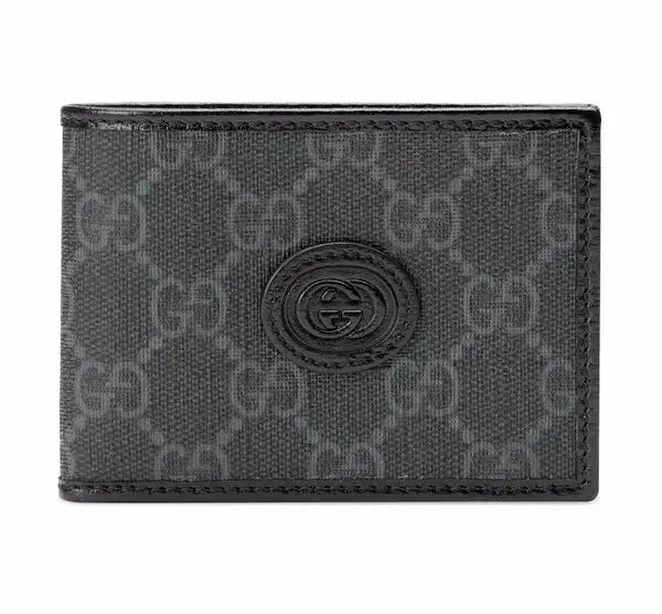 Gucc i Black Grey Monogram Premium Wallet
