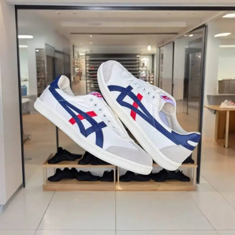 Onitsuka Tiger Tokuten Slip-On White Blue Red  Mens 7A Premium D-1654 P-1