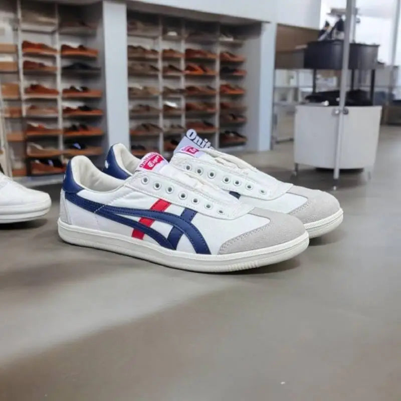 Onitsuka Tiger Tokuten Slip-On White Blue Red  Mens 7A Premium D-1654 P-1
