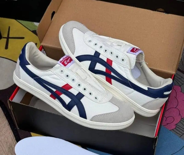 Onitsuka Tiger Tokuten Slip-On White Blue Red  Mens 7A Premium D-1654 P-1