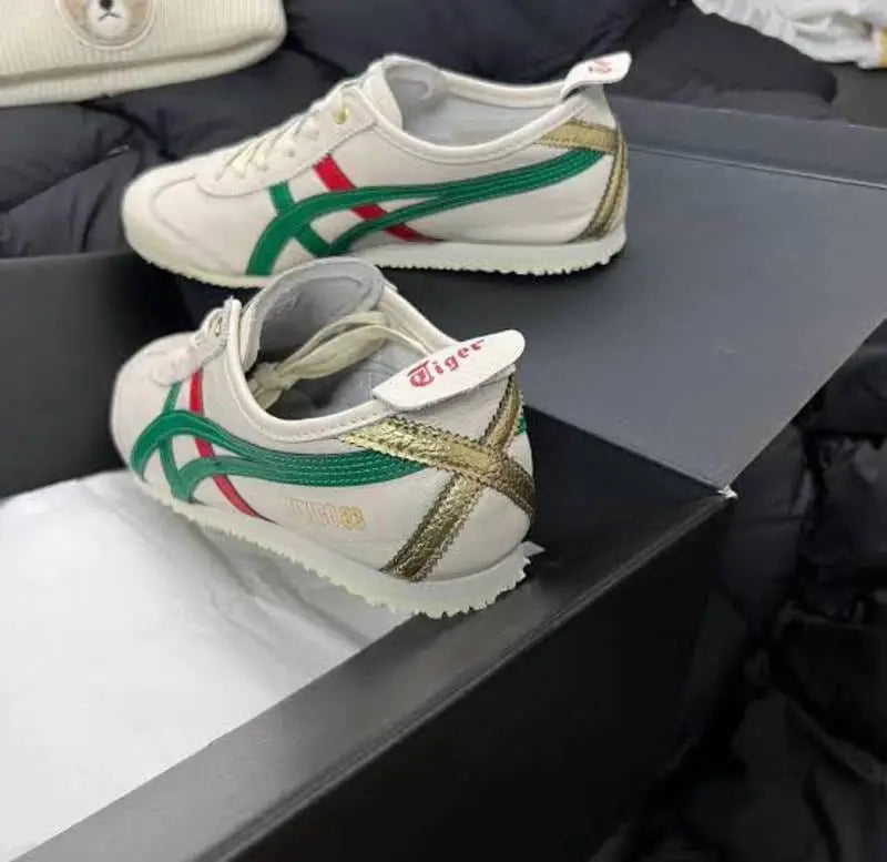 Onitsuka Tiger Mexico 66 Cream Green Orange  Girls 7A Premium First Copy D-1839