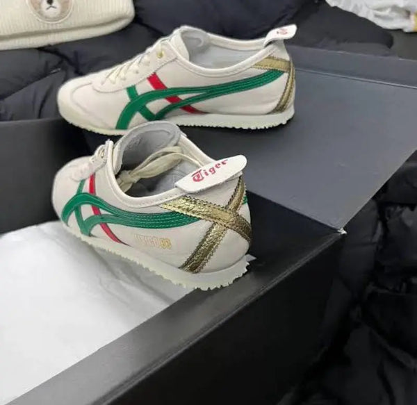 Onitsuka Tiger Mexico 66 Cream Green Orange  Girls 7A Premium First Copy D-1839