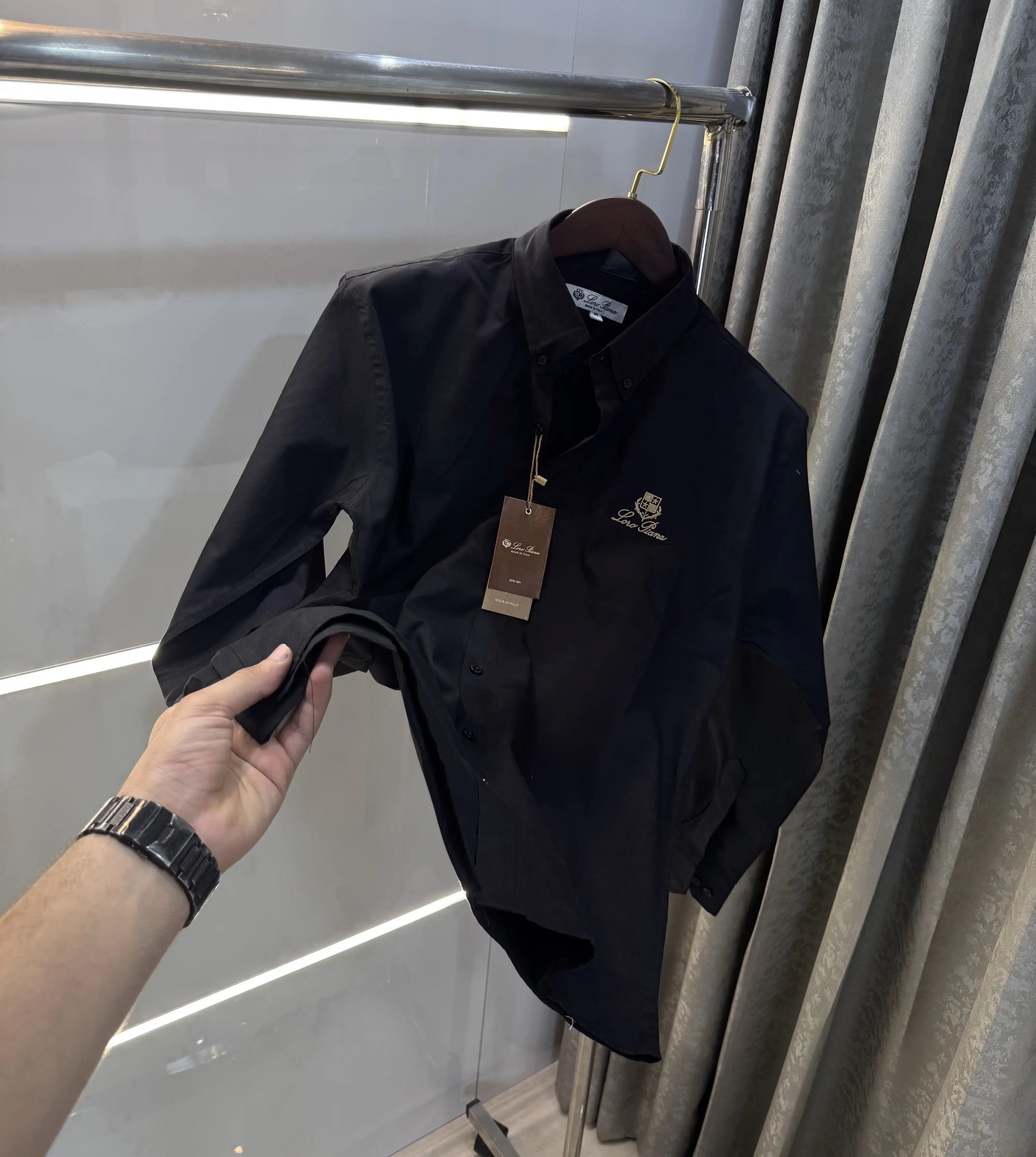 Loro Piana Black Embroidery Logo Premium Shirt Main image