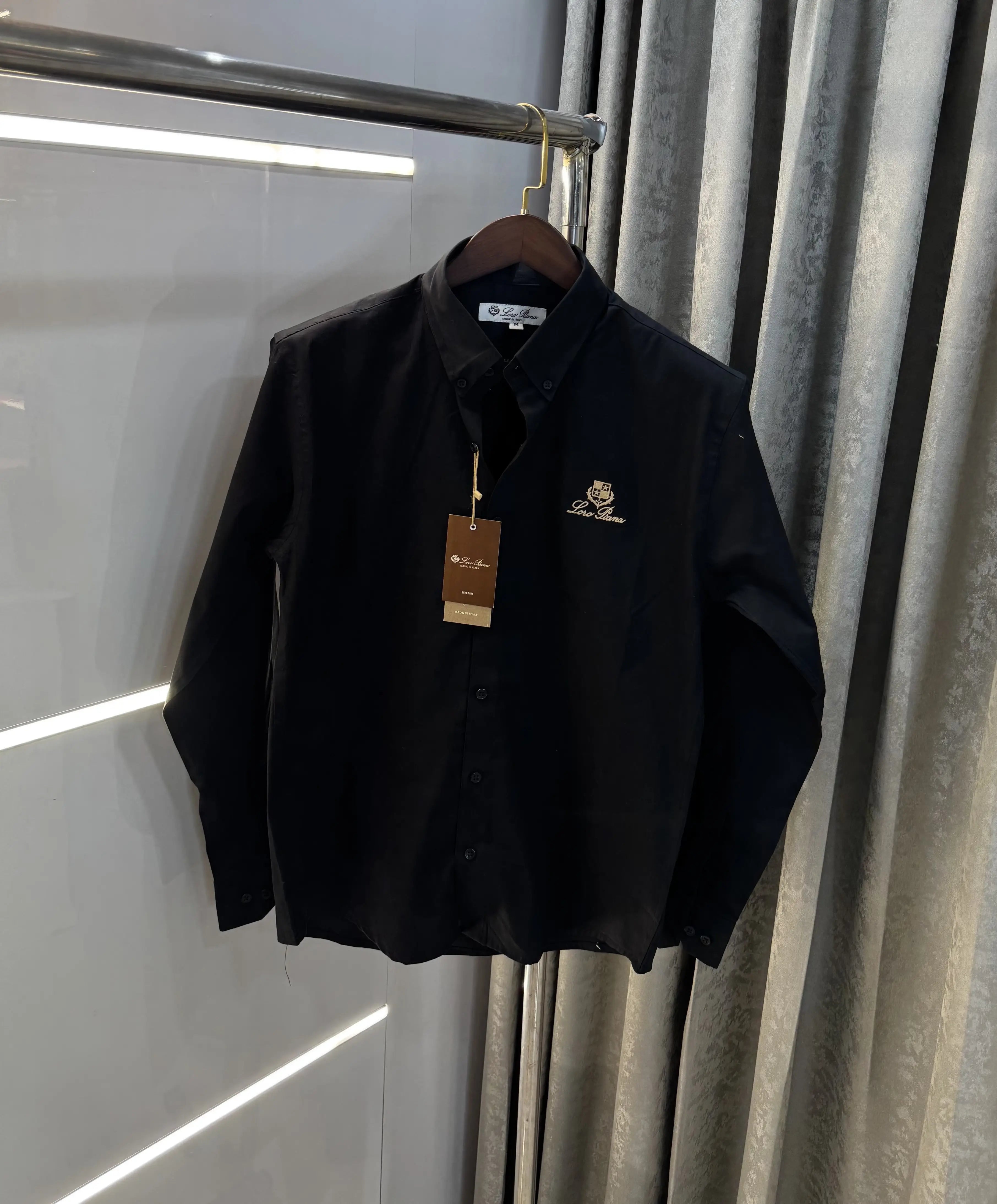Loro Piana Black Embroidery Logo Premium Shirt Secondary image
