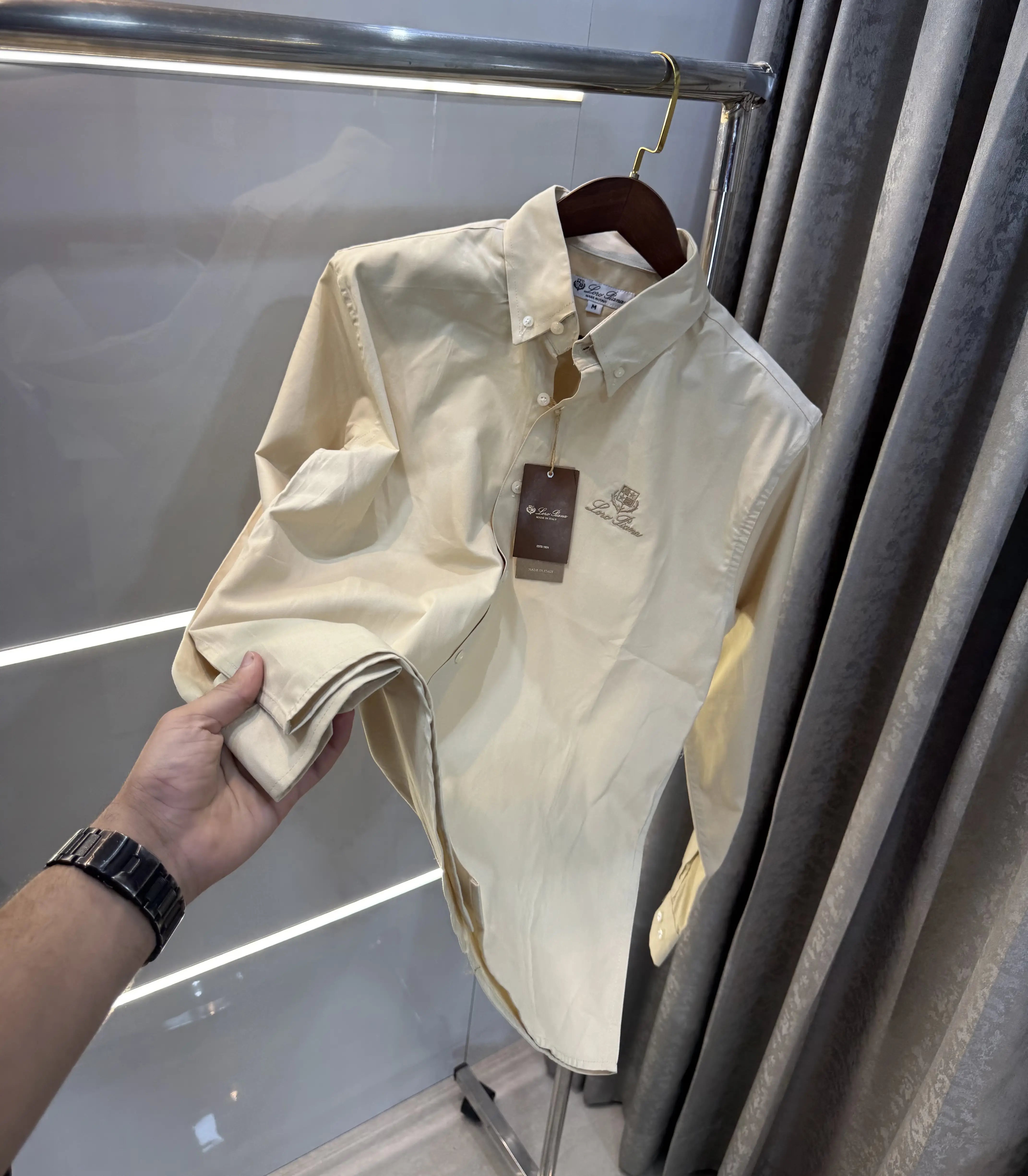 Loro Piana Cream Embroidery Logo Premium Shirt Main image