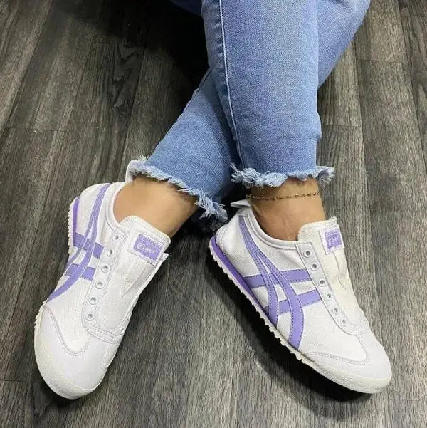 Onitsuk_a Tiger Mexico 66 Slip-On  White Purple Girls First Copy Sneakers D-1846