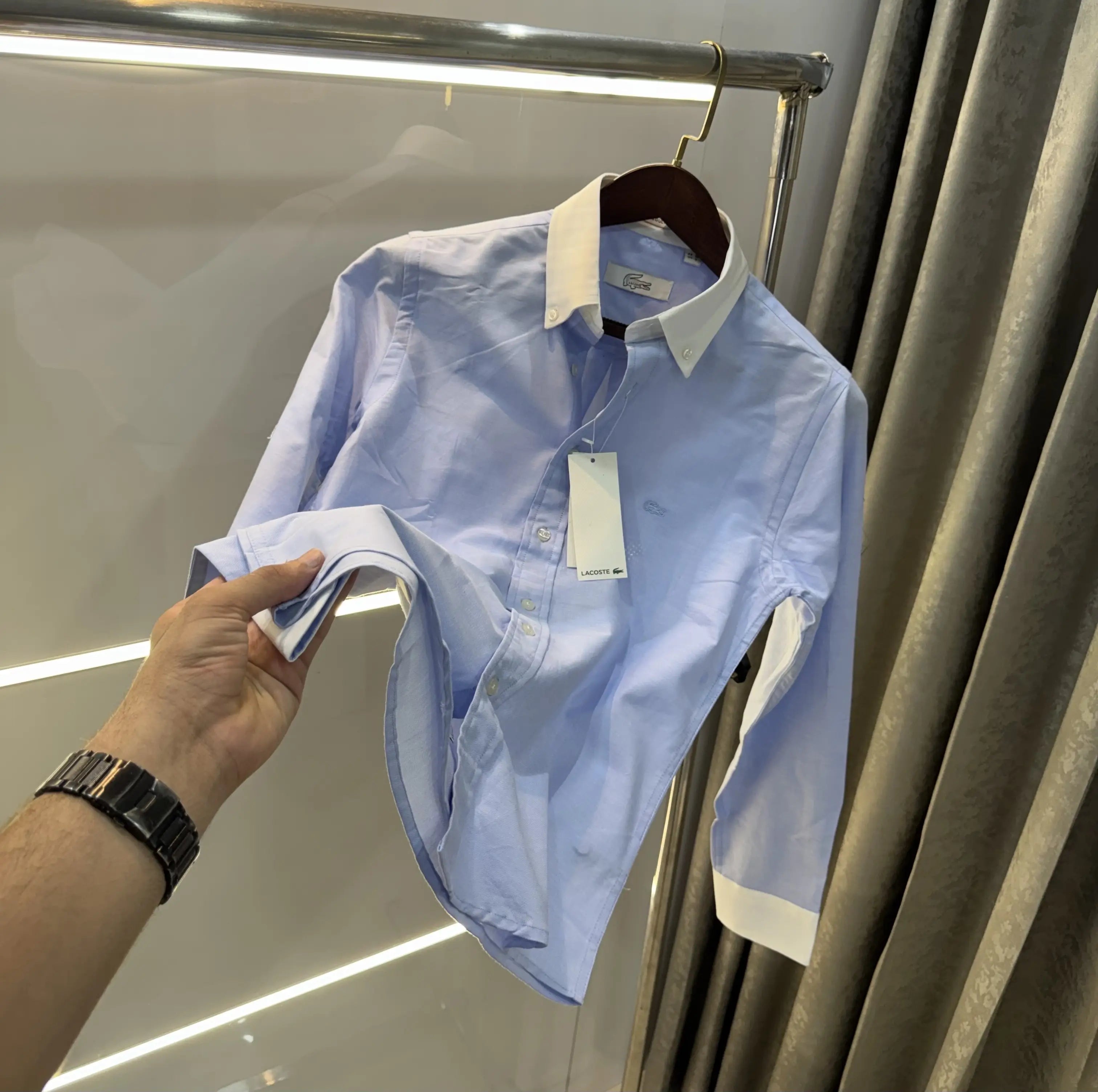 Lacost e Sky Blue Embroidery Logo Work Premium Shirt Main image