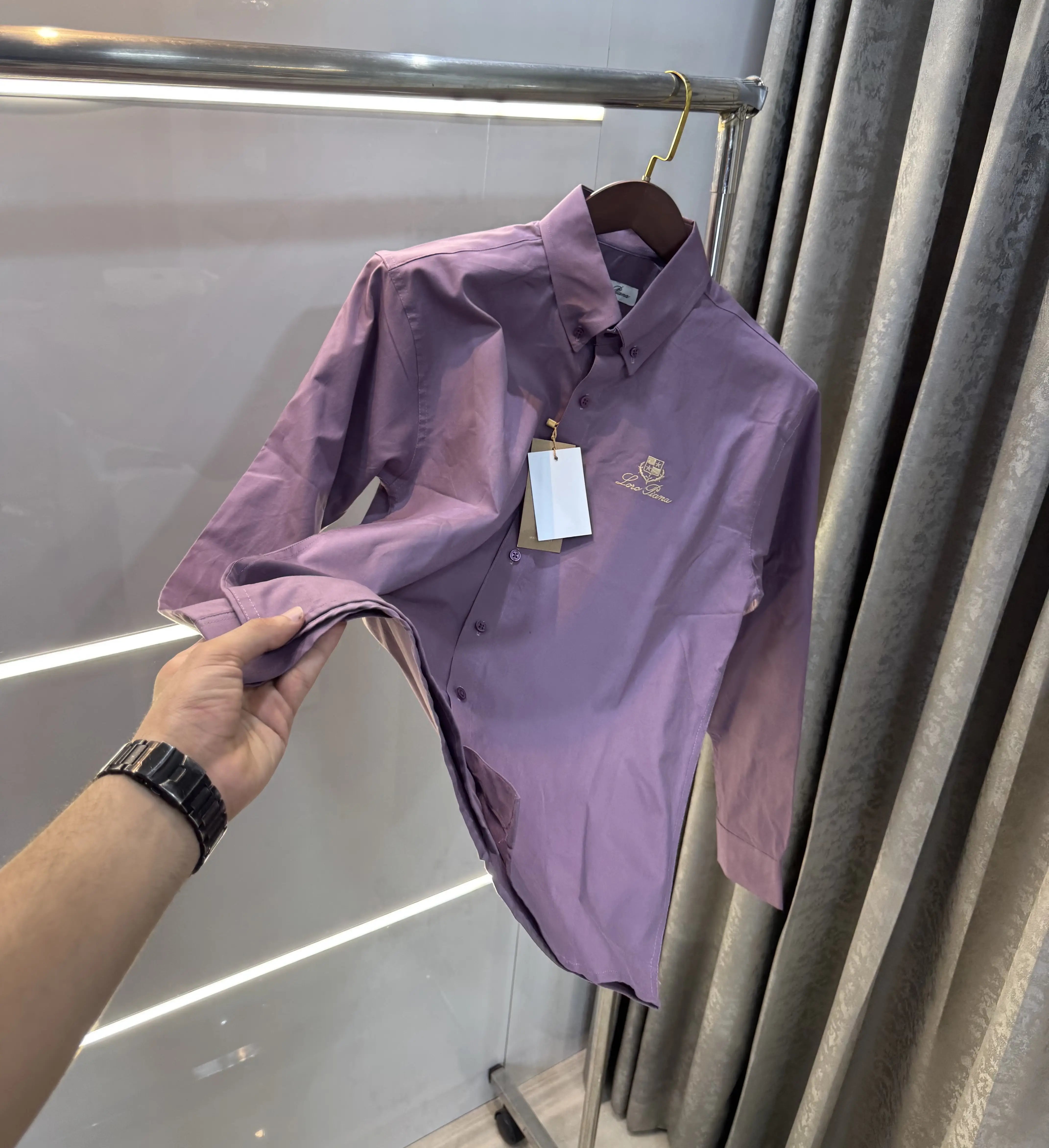 Loro Piana Purple Embroidery Logo Premium Shirt Main image
