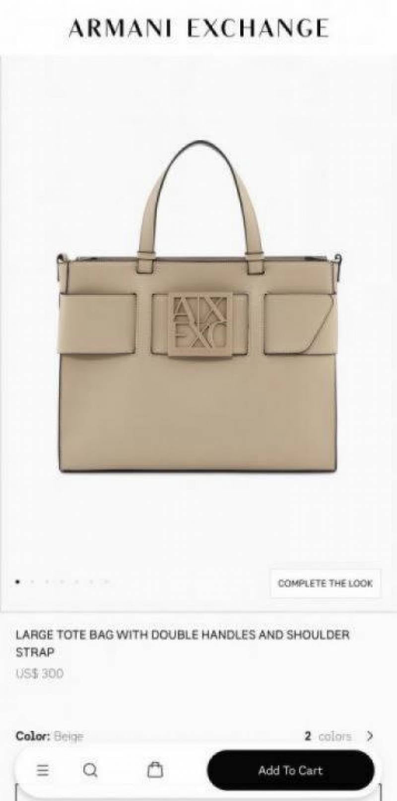 ARMAN_I LARGE LOGO PLACKET SATCHEL HAND BAG WITH DUST BAG & CARRY BAG - 1776