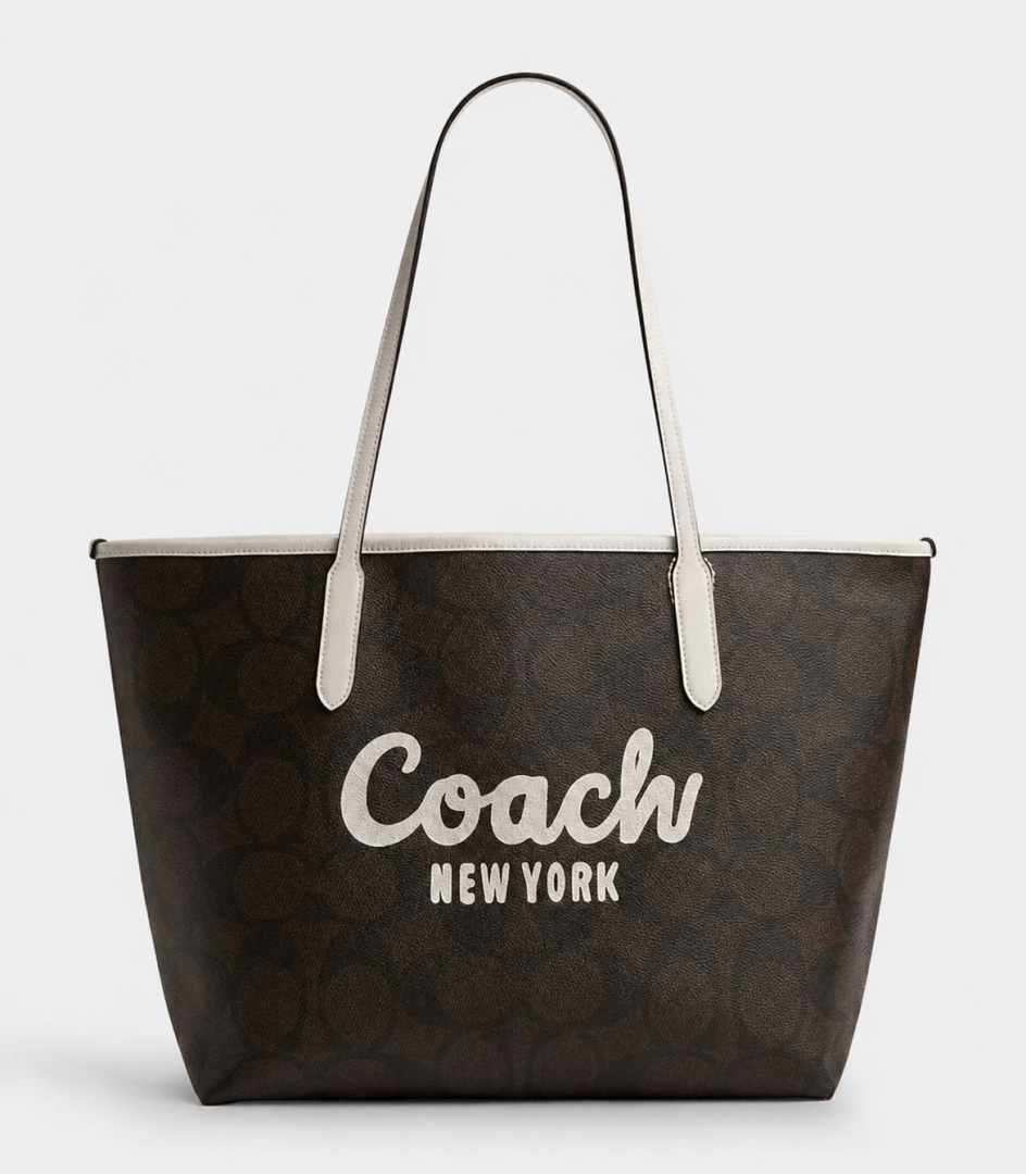 COAC_H CITY ZIP TOTE BAG HEAVY QUALITY WITH DUST BAG & BILL
