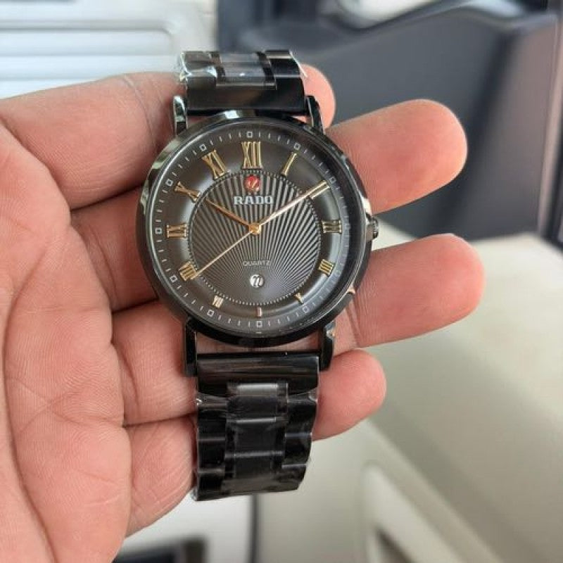 Rado,centrix style black dial roman index quartz watch