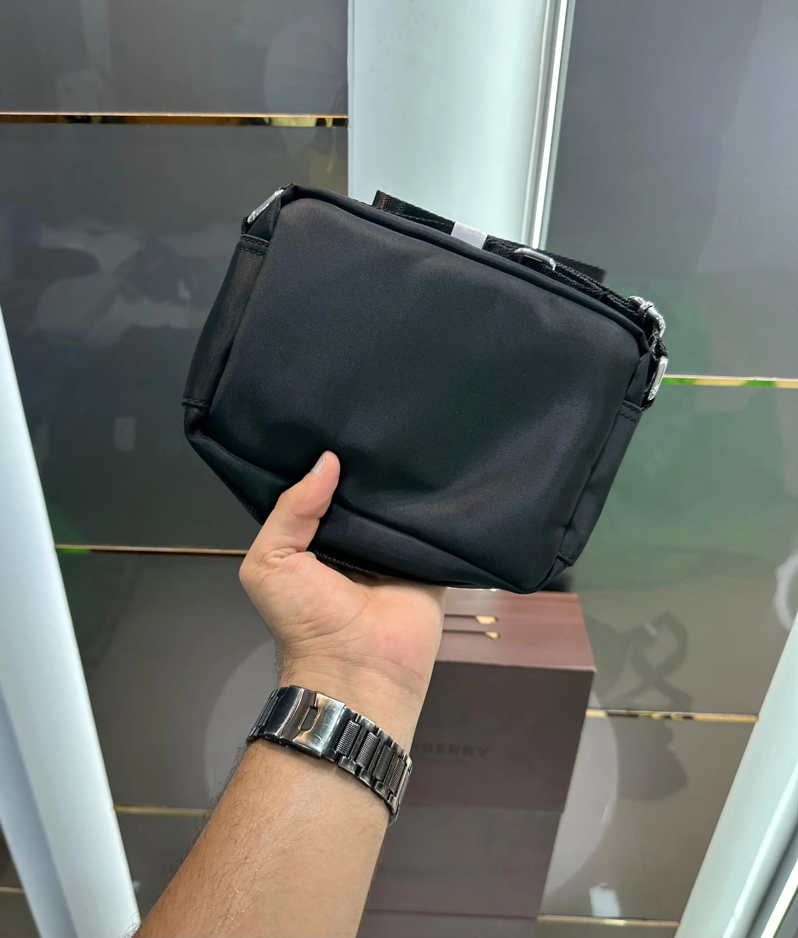 Burberr y Black Beige Premium Cross Body Bag With Magnetic Box