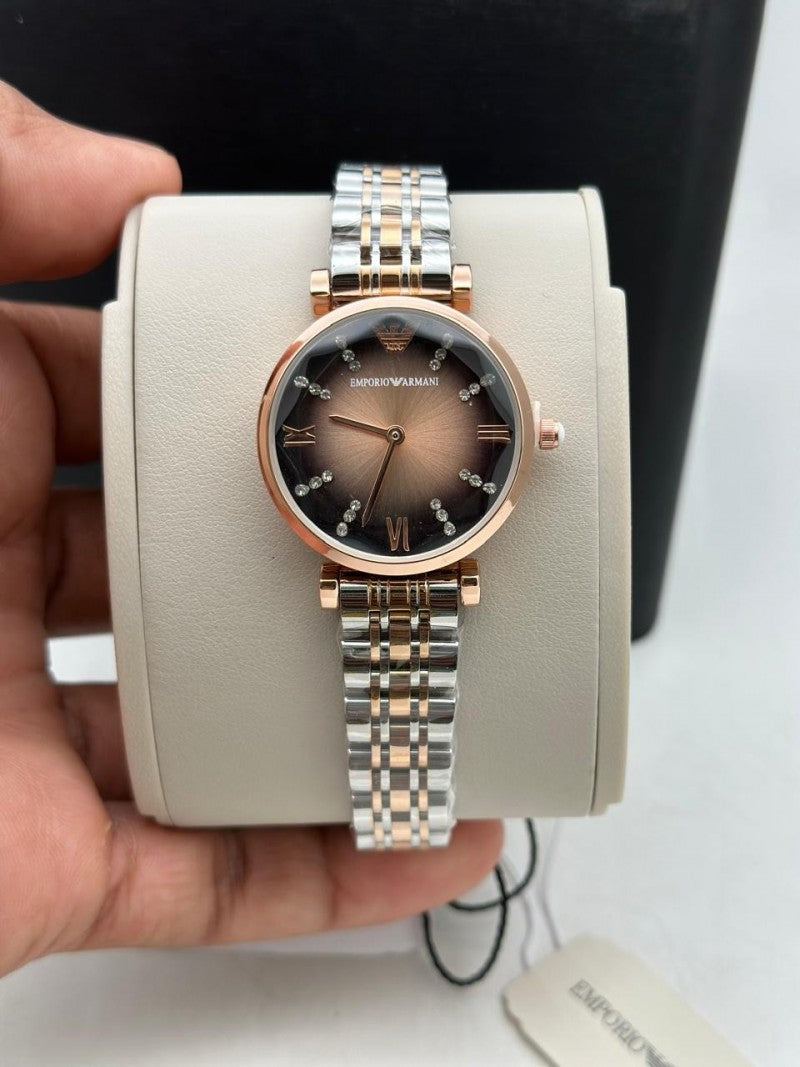 Emporio Arman i Women Two Tone Brown Dial Cut Glass Main image