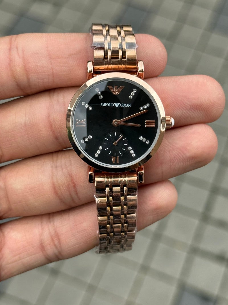 Emporio Arman i Women Rose gold Black Dial Diamond Edition Main image