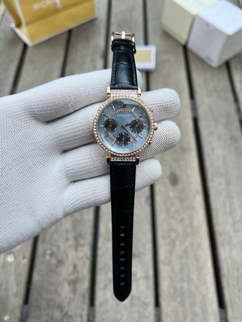 Swarovsk i Chronograph Women s Black Leather Main image