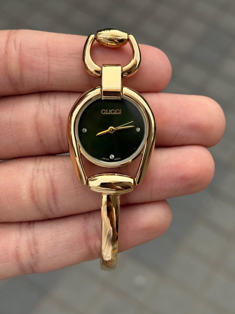 Gucc i Horsebit Women s Gold Green Main image