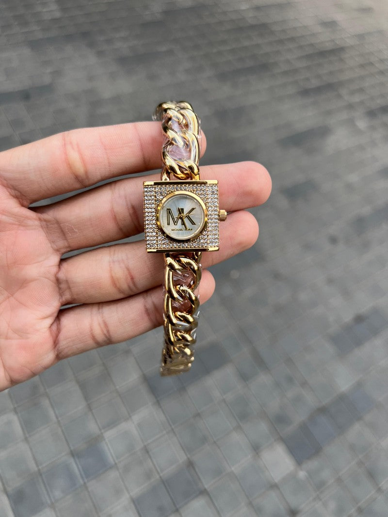 Michael Kor s Chain Lock Golden White Womens Main image