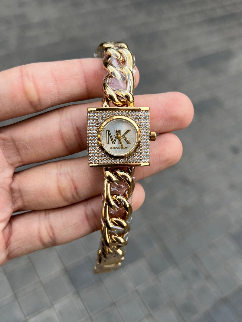 Michael Kor s Chain Lock Golden White Womens Secondary image