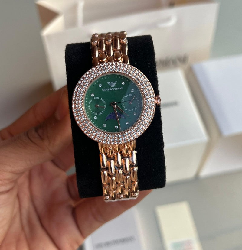 Emporio Arman i Women s Chronograph Rose Gold Green Dial Main image