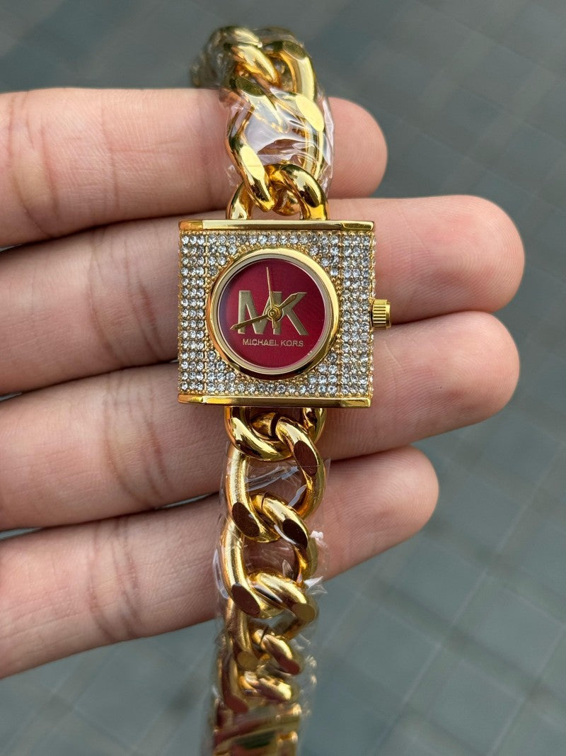 Michael kor s Chain Lock Women s Gold Red Secondary image