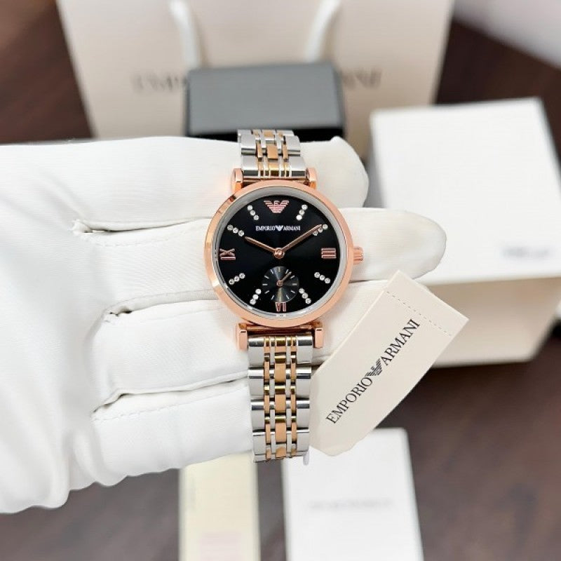 Emporio Arman i Women s Chrono Two Tone Black Dial