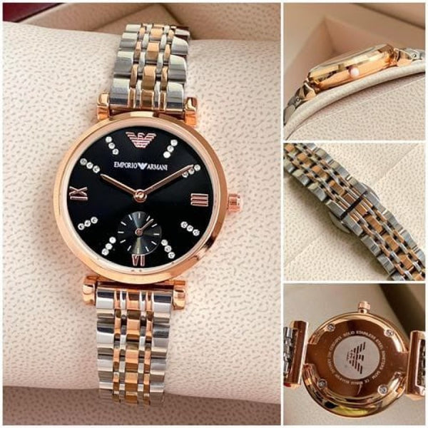 Emporio Arman i Women s Chrono Two Tone Black Dial