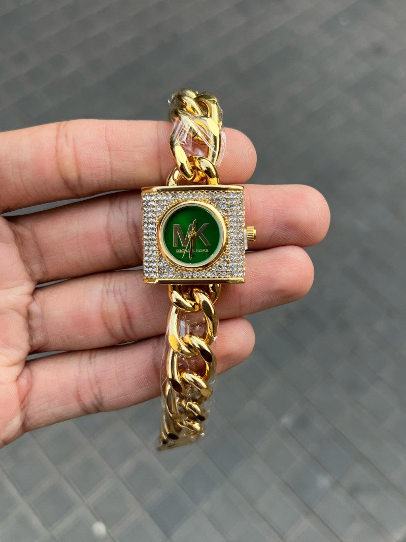 Michael Kor s Chain lock Gold Green Secondary image