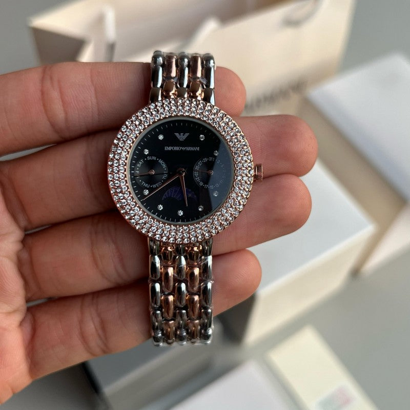 Emporio Arman i Women s Chronograph Two Tone Black Dial