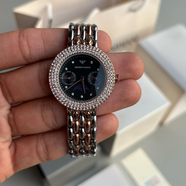 Emporio Arman i Women s Chronograph Two Tone Black Dial